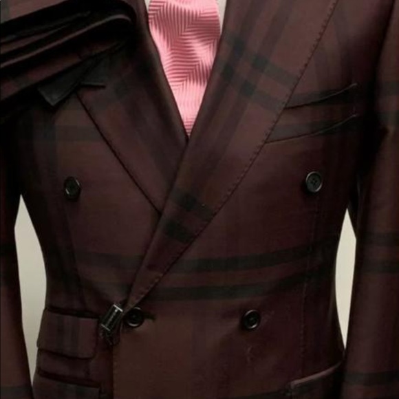 Stunning super 150 Cerruti handmade chocolate brown/ black Burberry print suit - Picture 4 of 5